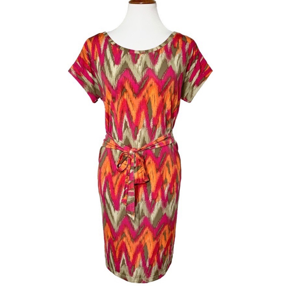 Michael Kors Wrap Tie Chevron Knit Dress